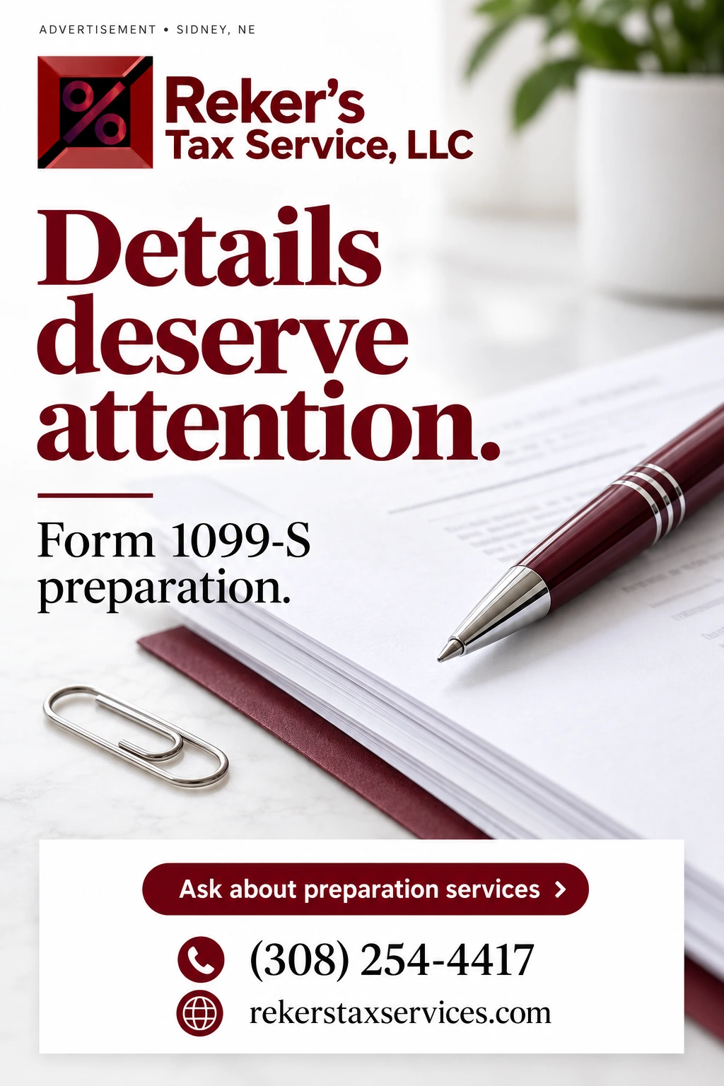 Reker's Tax Service LLC portrait advertisement 5
